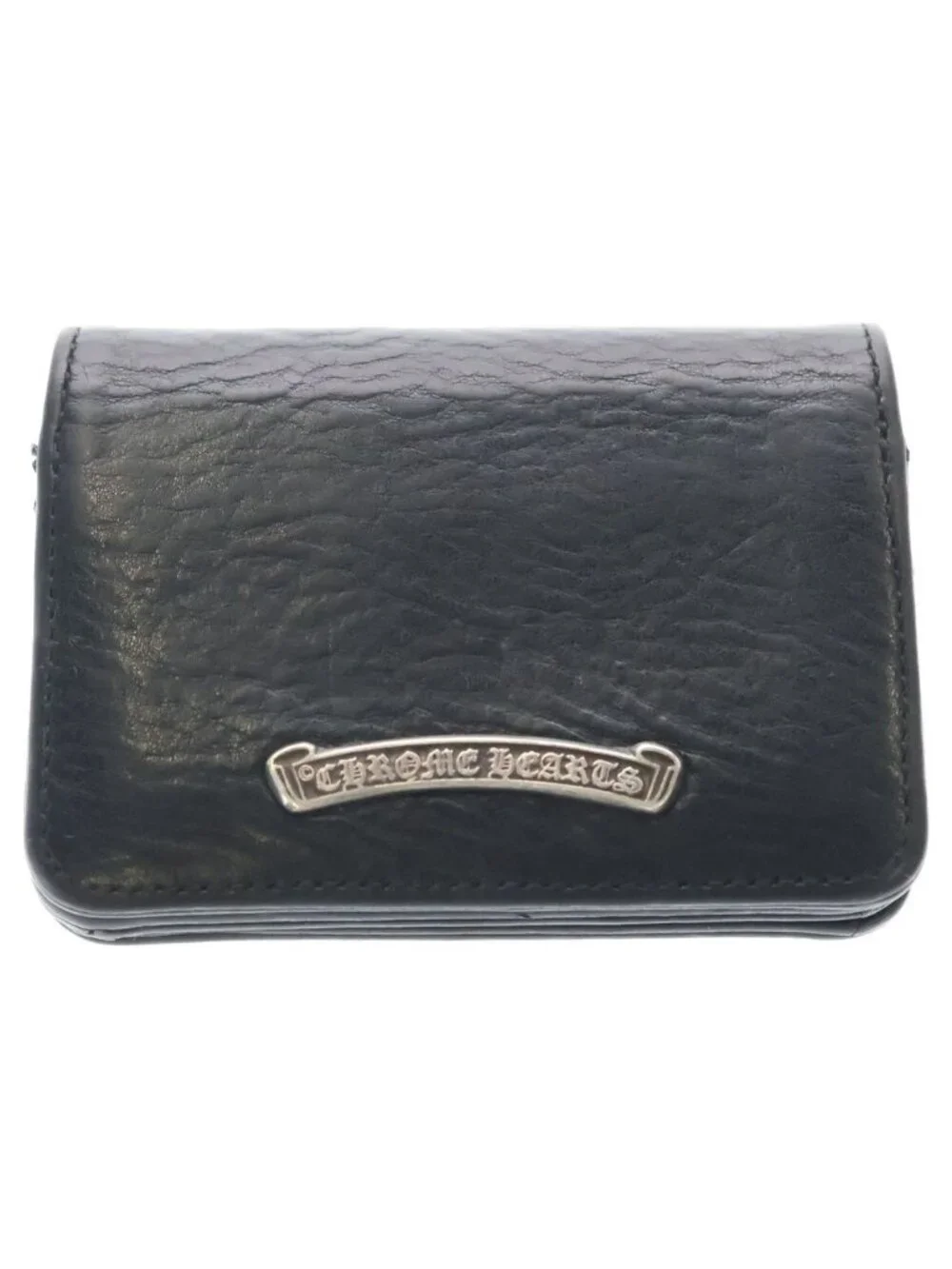 Chrome Hearts Crd Arch Logo Plate 3 Pocket Leather Card Case Black